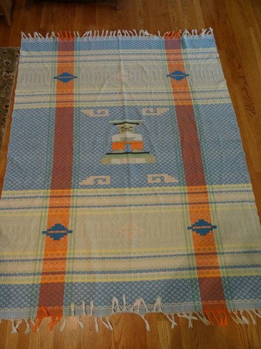 Vintage hand woven wool folk - hand-woven,